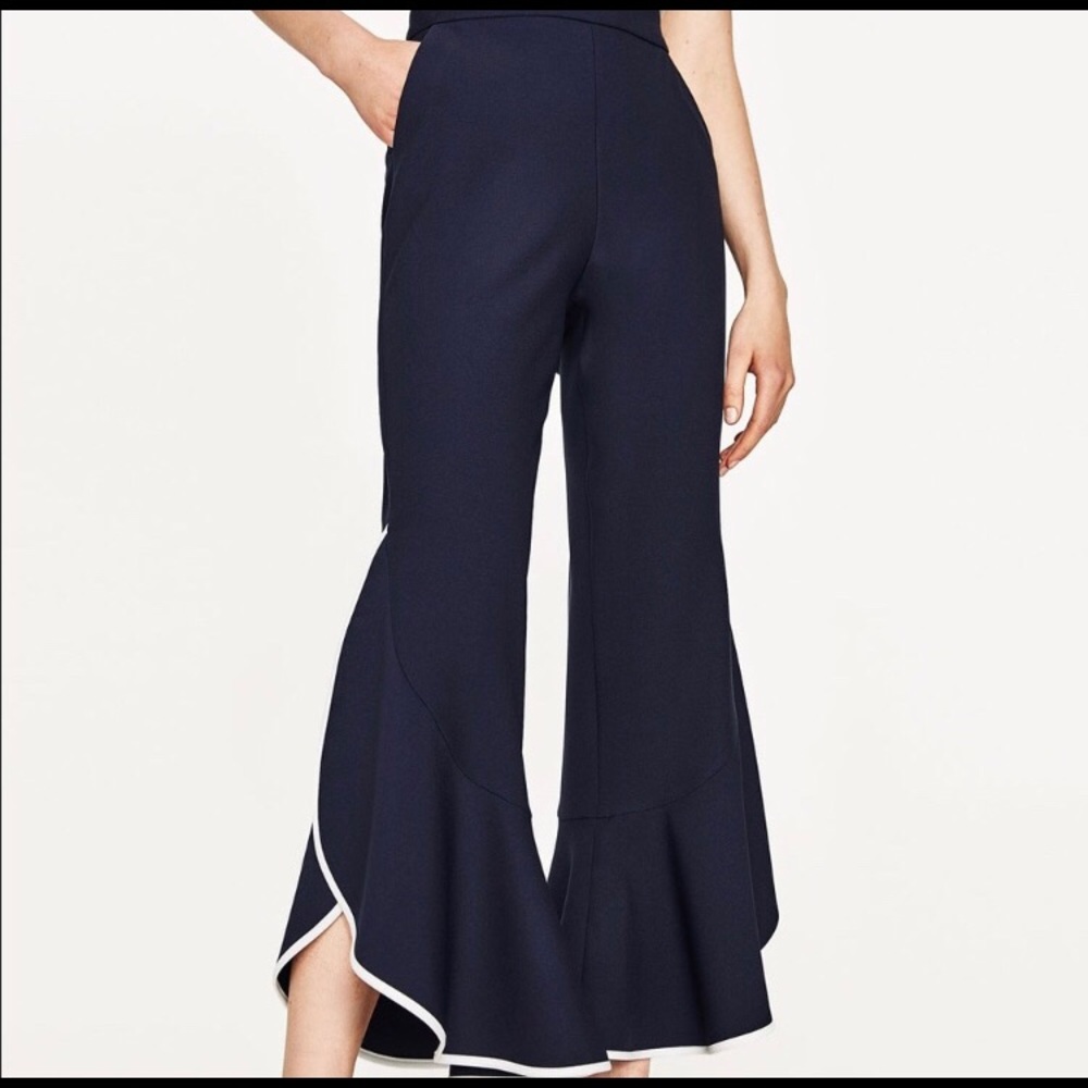 🦋 ZARA HIGH WAIST CONTRASTING FRILL TROUSERS🦋 - Picture 5 of 8